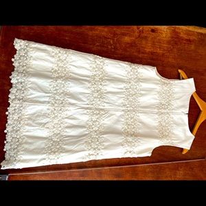 Large size,white cotton,double-linen lined ModCloth flower dress